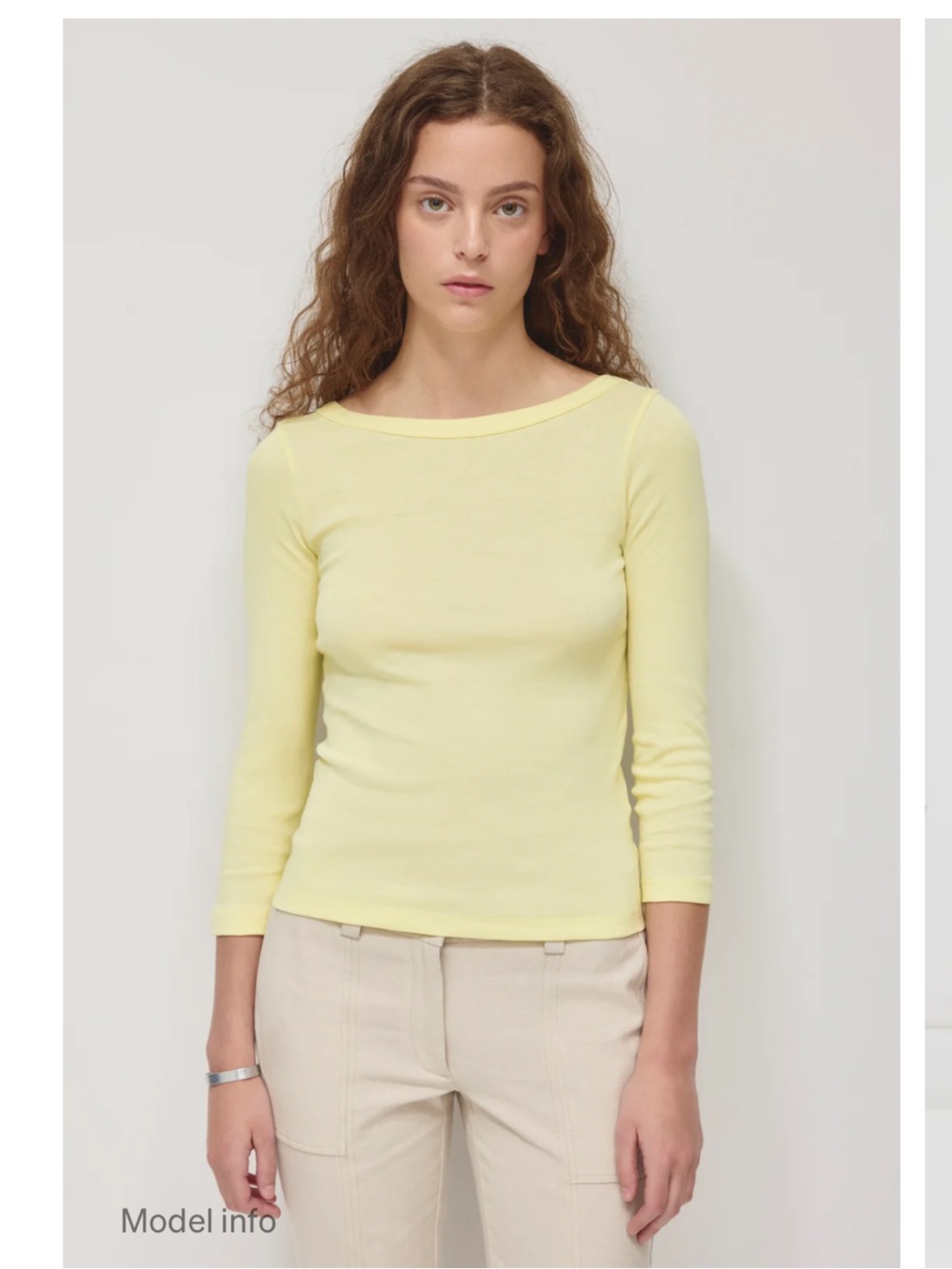 KOTN Boatneck 3/4 Sleeve Top in Pale Yellow - worn once